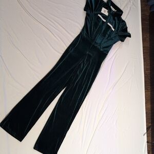 Velvet Jumpsuit in Deep Green